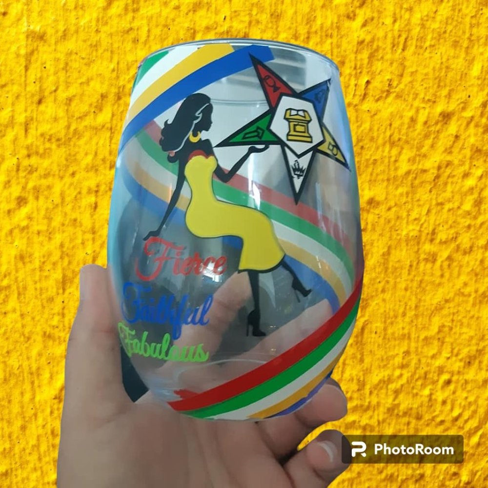 Order of the eastern Star wine glass